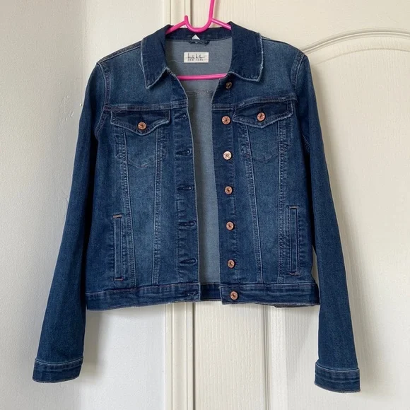 Nicole Miller New York Dark Wash Jean Jacket - Picture 1 of 3